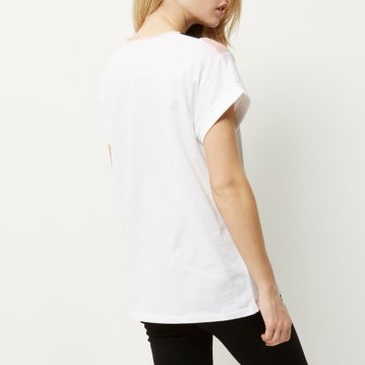 White mesh insert t-shirt